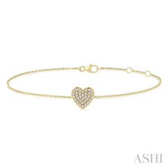 1/8 Ctw Petite Heart Round Cut Diamond Fashion Bracelet in 10K Yellow Gold 1/8 Ctw Petite Heart Round Cut Diamond Fashion Bracelet in 10K Yellow Gold