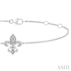 1/20 Ctw Petite Fleur De Lis Round Cut Diamond Fashion Bracelet in 10K White Gold 1/20 Ctw Petite Fleur De Lis Round Cut Diamond Fashion Bracelet in 10K White Gold