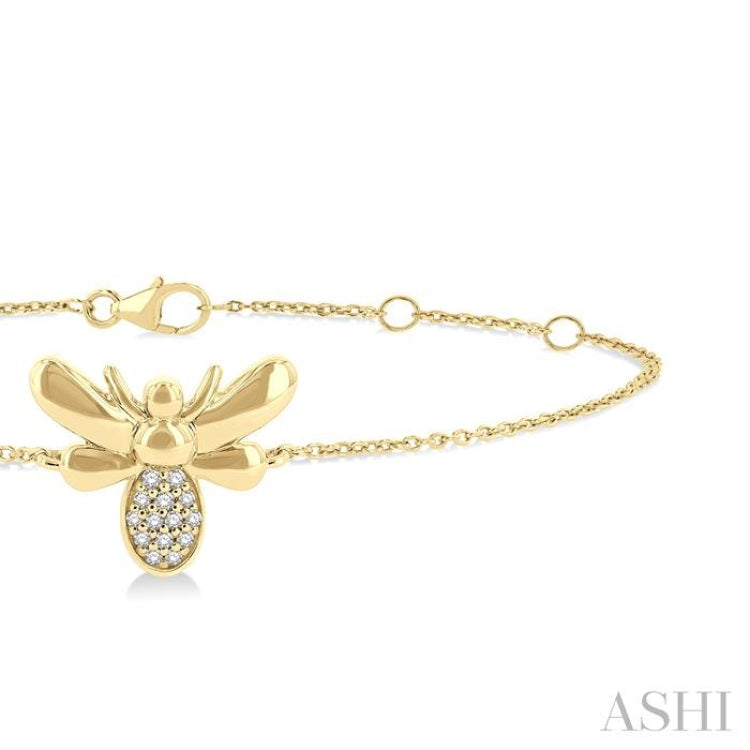 1/20 Ctw Petite Bumble Bee Round Cut Diamond Fashion Bracelet in 10K Yellow Gold 1/20 Ctw Petite Bumble Bee Round Cut Diamond Fashion Bracelet in 10K Yellow Gold