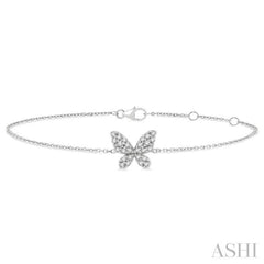 1/6 Ctw Petite Butterfly Round Cut Diamond Fashion Bracelet in 10K White Gold 1/6 Ctw Petite Butterfly Round Cut Diamond Fashion Bracelet in 10K White Gold