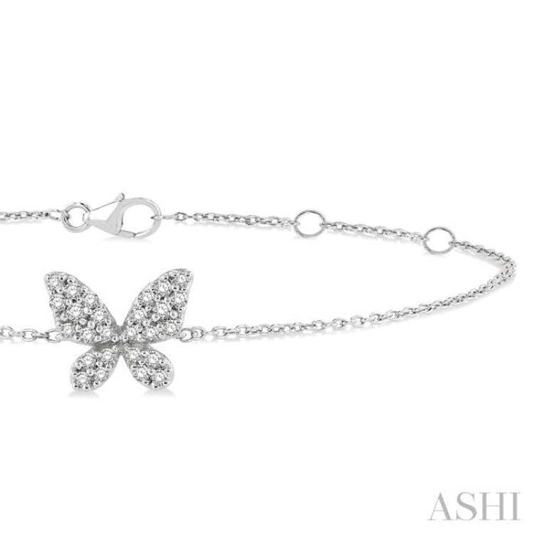 1/6 Ctw Petite Butterfly Round Cut Diamond Fashion Bracelet in 10K White Gold 1/6 Ctw Petite Butterfly Round Cut Diamond Fashion Bracelet in 10K White Gold