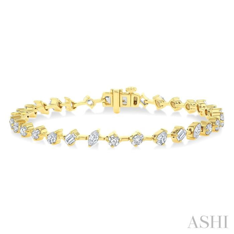 3 1/2 Ctw Mixed Shape Fusion Diamond Fashion Bracelet in 14K Yellow Gold 3 1/2 Ctw Mixed Shape Fusion Diamond Fashion Bracelet in 14K Yellow Gold