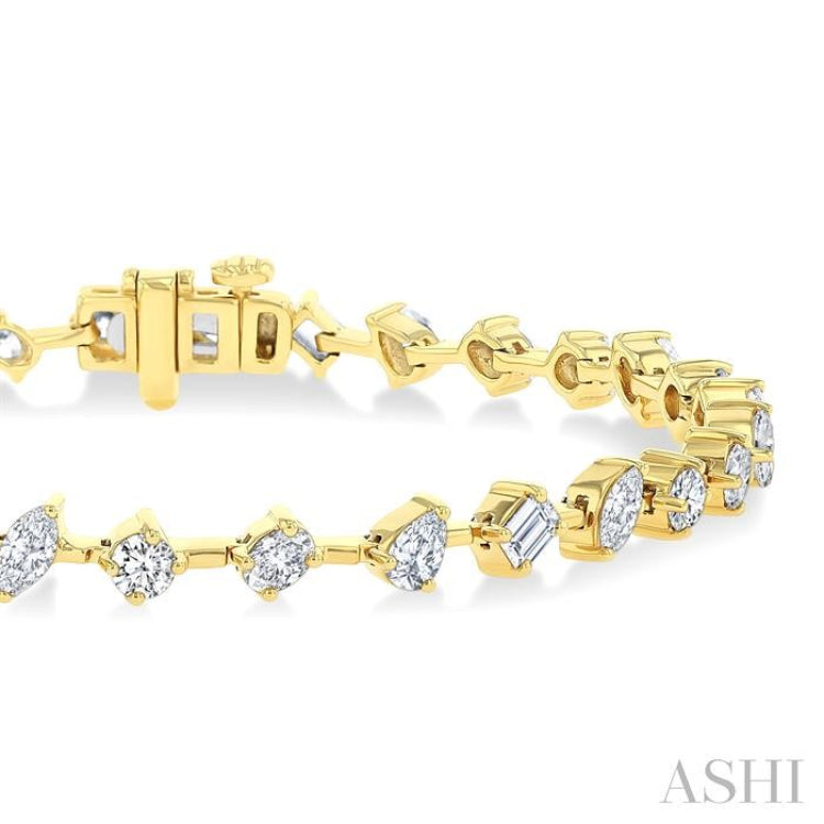 3 1/2 Ctw Mixed Shape Fusion Diamond Fashion Bracelet in 14K Yellow Gold 3 1/2 Ctw Mixed Shape Fusion Diamond Fashion Bracelet in 14K Yellow Gold