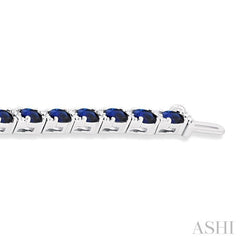 4X3 MM Oval Cut Sapphire and 1/3 ctw Round Cut Diamond Precious Bracelet in 14K White Gold 4X3 MM Oval Cut Sapphire and 1/3 ctw Round Cut Diamond Precious Bracelet in 14K White Gold