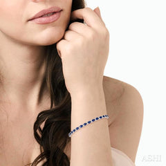 4X3 MM Oval Cut Sapphire and 1/3 ctw Round Cut Diamond Precious Bracelet in 14K White Gold 4X3 MM Oval Cut Sapphire and 1/3 ctw Round Cut Diamond Precious Bracelet in 14K White Gold