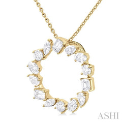 1 Ctw Circle Multi-Cut Diamond Fashion Pendant With Chain in 14K Yellow Gold 1 Ctw Circle Multi-Cut Diamond Fashion Pendant With Chain in 14K Yellow Gold