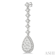 1 ctw Pear Shape Dangler Round Cut Diamond Lovebright Earrings in 14K White Gold 1 ctw Pear Shape Dangler Round Cut Diamond Lovebright Earrings in 14K White Gold
