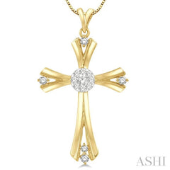 1/4 Ctw Lovebright Round Cut Diamond Cross Pendant in 14K Yellow and White Gold with chain 1/4 Ctw Lovebright Round Cut Diamond Cross Pendant in 14K Yellow and White Gold with chain