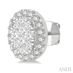 1/2 Ctw Oval Shape Lovebright Round Cut Diamond Stud Earrings in 14K White Gold 1/2 Ctw Oval Shape Lovebright Round Cut Diamond Stud Earrings in 14K White Gold