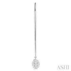 1/3 Ctw Oval Shape Dangler Lovebright Round Cut Diamond Earring in 14K White Gold 1/3 Ctw Oval Shape Dangler Lovebright Round Cut Diamond Earring in 14K White Gold