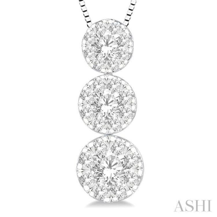 1/2 Ctw Lovebright 3 stone Essential Round Cut Diamond Pendant with Chain in 14K White Gold 1/2 Ctw Lovebright 3 stone Essential Round Cut Diamond Pendant with Chain in 14K White Gold