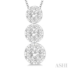 1/2 Ctw Lovebright 3 stone Essential Round Cut Diamond Pendant with Chain in 14K White Gold 1/2 Ctw Lovebright 3 stone Essential Round Cut Diamond Pendant with Chain in 14K White Gold