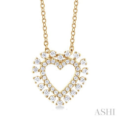 1/4 Ctw Heart Round Cut Diamond Fashion Pendant With Chain in 10K Yellow Gold 1/4 Ctw Heart Round Cut Diamond Fashion Pendant With Chain in 10K Yellow Gold