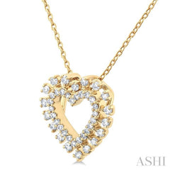 1/4 Ctw Heart Round Cut Diamond Fashion Pendant With Chain in 10K Yellow Gold 1/4 Ctw Heart Round Cut Diamond Fashion Pendant With Chain in 10K Yellow Gold