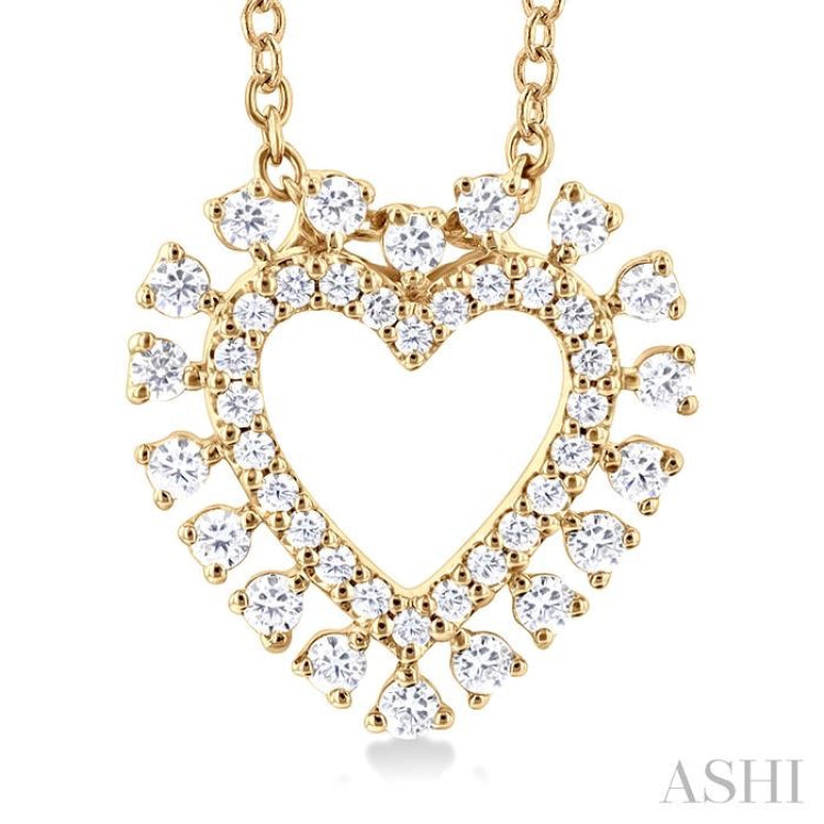 1/4 Ctw Heart Round Cut Diamond Fashion Pendant With Chain in 10K Yellow Gold 1/4 Ctw Heart Round Cut Diamond Fashion Pendant With Chain in 10K Yellow Gold