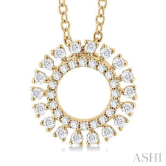 1/4 Ctw Circle Round Cut Diamond Fashion Pendant With Chain in 10K Yellow Gold 1/4 Ctw Circle Round Cut Diamond Fashion Pendant With Chain in 10K Yellow Gold