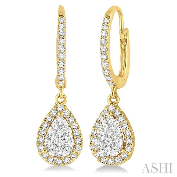 5/8 Ctw Pear Shape Diamond Lovebright Earrings in 14K Yellow and White Gold 5/8 Ctw Pear Shape Diamond Lovebright Earrings in 14K Yellow and White Gold