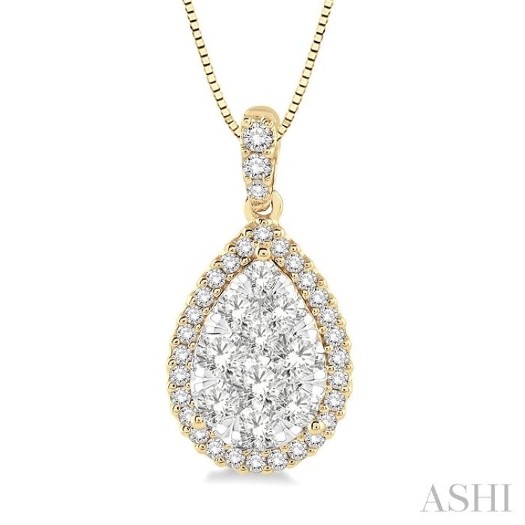 1/2 Ctw Pear Shape Diamond Lovebright Pendant in 14K Yellow and White Gold with Chain 1/2 Ctw Pear Shape Diamond Lovebright Pendant in 14K Yellow and White Gold with Chain