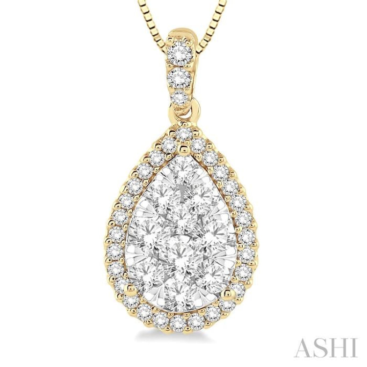 1/3 Ctw Pear Shape Diamond Lovebright Pendant in 14K Yellow and White Gold with Chain 1/3 Ctw Pear Shape Diamond Lovebright Pendant in 14K Yellow and White Gold with Chain