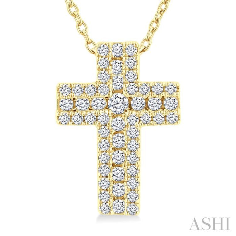 1/4 Ctw Cross Round Cut Diamond Fashion Pendant With Chain in 14K Yellow Gold 1/4 Ctw Cross Round Cut Diamond Fashion Pendant With Chain in 14K Yellow Gold