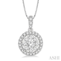 1/3 Ctw Round Cut Diamond Lovebright Pendant in 14K White Gold with Chain 1/3 Ctw Round Cut Diamond Lovebright Pendant in 14K White Gold with Chain