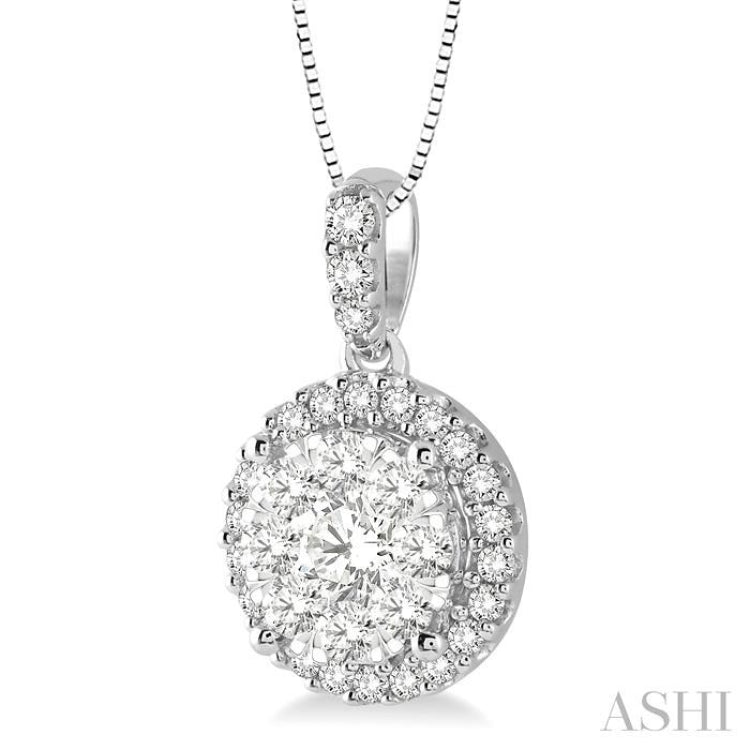 1/3 Ctw Round Cut Diamond Lovebright Pendant in 14K White Gold with Chain 1/3 Ctw Round Cut Diamond Lovebright Pendant in 14K White Gold with Chain