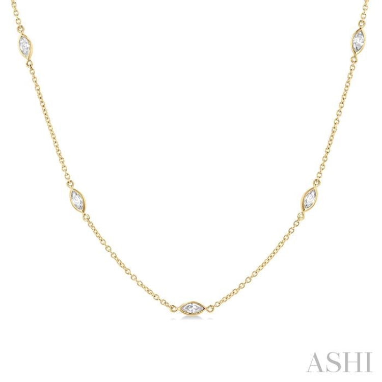 1 Ctw Marquise Cut Diamond Fashion Necklace in 14K Yellow Gold 1 Ctw Marquise Cut Diamond Fashion Necklace in 14K Yellow Gold