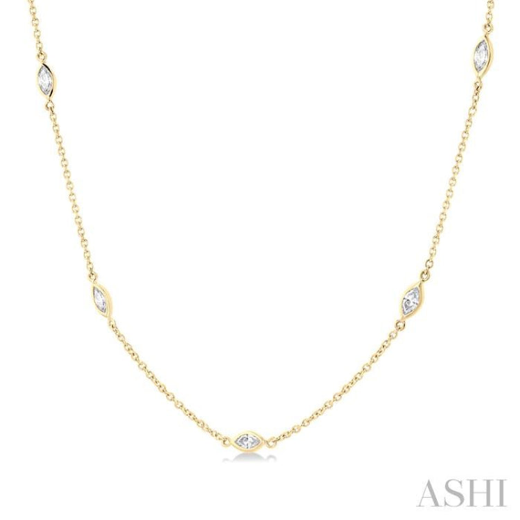 1 Ctw Marquise Cut Diamond Fashion Necklace in 14K Yellow Gold 1 Ctw Marquise Cut Diamond Fashion Necklace in 14K Yellow Gold