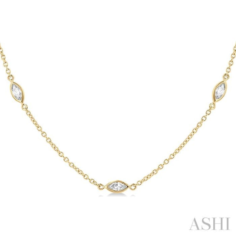 1 Ctw Marquise Cut Diamond Fashion Necklace in 14K Yellow Gold 1 Ctw Marquise Cut Diamond Fashion Necklace in 14K Yellow Gold