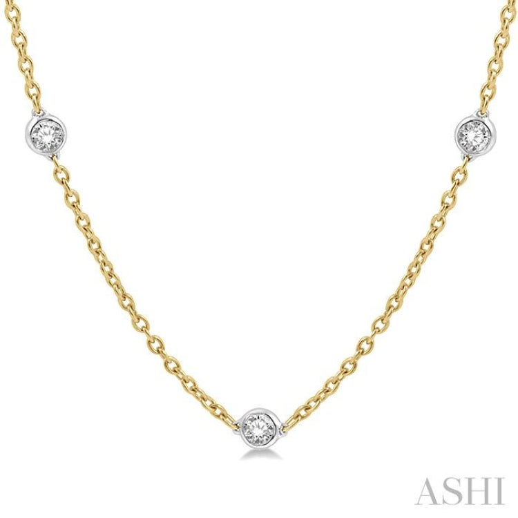 1 Ctw Round Cut Diamond Fashion Necklace in 14K Yellow and White Gold 1 Ctw Round Cut Diamond Fashion Necklace in 14K Yellow and White Gold
