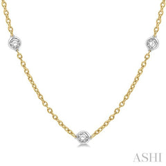 1 Ctw Round Cut Diamond Fashion Necklace in 14K Yellow and White Gold 1 Ctw Round Cut Diamond Fashion Necklace in 14K Yellow and White Gold
