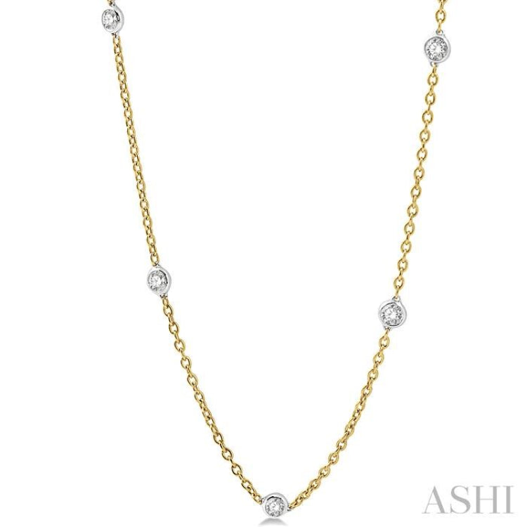 1 1/2 Ctw Round Cut Diamond Fashion Necklace in 14K Yellow and White Gold 1 1/2 Ctw Round Cut Diamond Fashion Necklace in 14K Yellow and White Gold