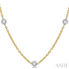 1 1/2 Ctw Round Cut Diamond Fashion Necklace in 14K Yellow and White Gold 1 1/2 Ctw Round Cut Diamond Fashion Necklace in 14K Yellow and White Gold