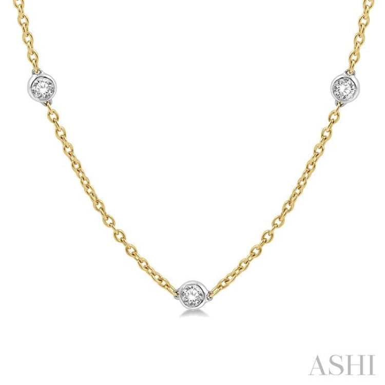 2 Ctw Round Cut Diamond Fashion Necklace in 14K Yellow and White Gold 2 Ctw Round Cut Diamond Fashion Necklace in 14K Yellow and White Gold