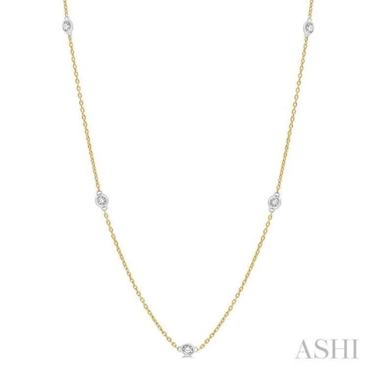 1/2 Ctw Round Cut Diamond Fashion Necklace in 14K Yellow and White Gold 1/2 Ctw Round Cut Diamond Fashion Necklace in 14K Yellow and White Gold