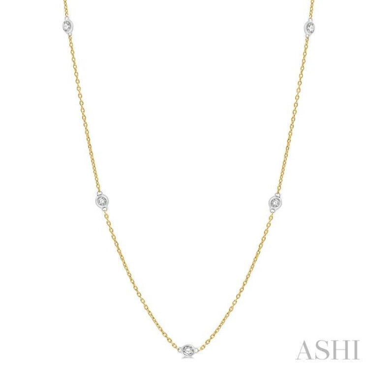 1/4 Ctw Round Cut Diamond Fashion Necklace in 14K Yellow and White Gold 1/4 Ctw Round Cut Diamond Fashion Necklace in 14K Yellow and White Gold