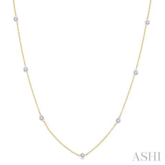 1/3 Ctw Round Cut Diamond Station Necklace in 14K Yellow and White Gold 1/3 Ctw Round Cut Diamond Station Necklace in 14K Yellow and White Gold