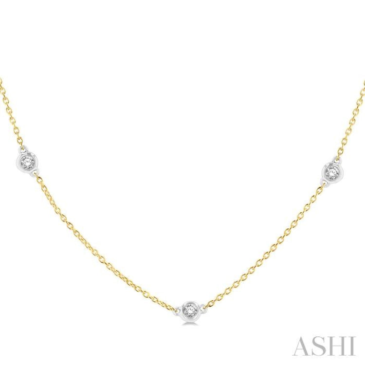 1/3 Ctw Round Cut Diamond Station Necklace in 14K Yellow and White Gold 1/3 Ctw Round Cut Diamond Station Necklace in 14K Yellow and White Gold