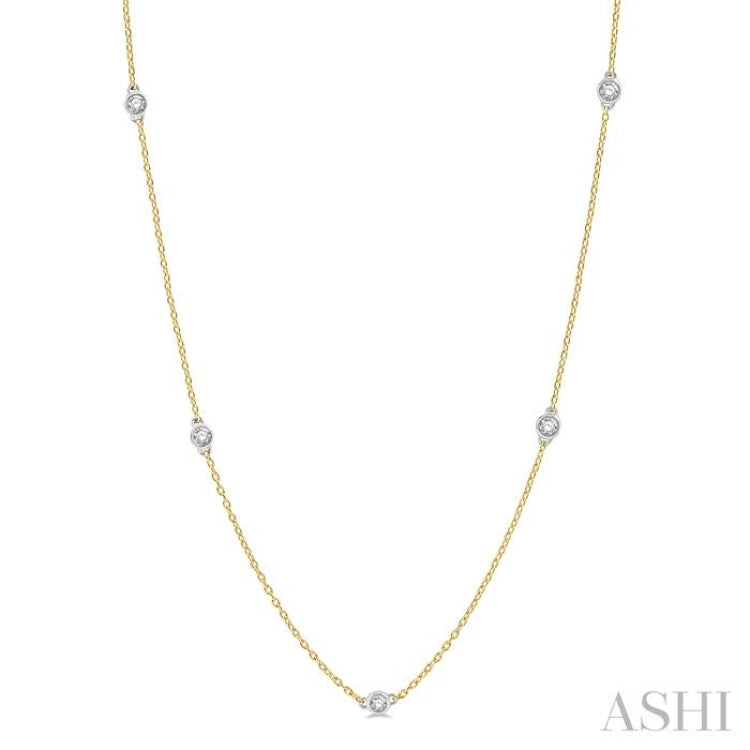 3/4 Ctw Round Cut Diamond Fashion Necklace in 14K Yellow and White Gold 3/4 Ctw Round Cut Diamond Fashion Necklace in 14K Yellow and White Gold