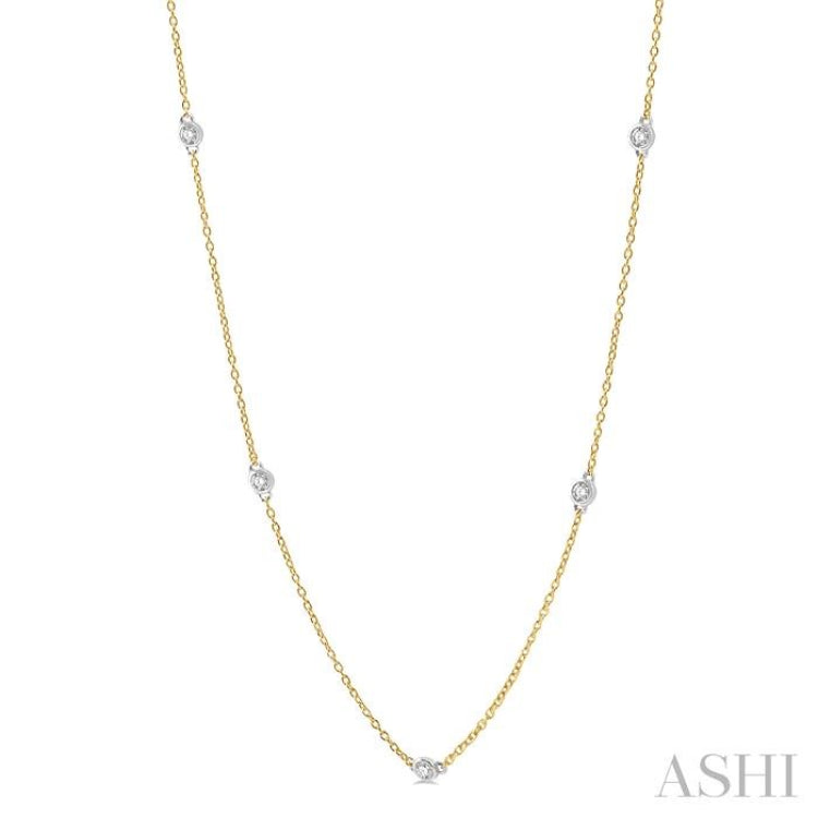 3/4 Ctw Round Cut Diamond Fashion Necklace in 14K Yellow and White Gold 3/4 Ctw Round Cut Diamond Fashion Necklace in 14K Yellow and White Gold
