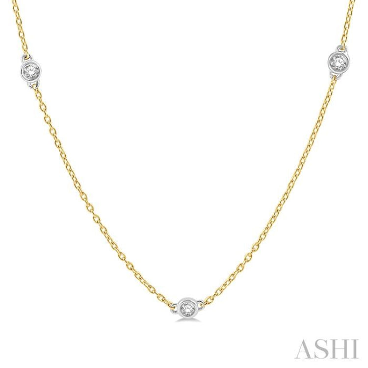 3/4 Ctw Round Cut Diamond Fashion Necklace in 14K Yellow and White Gold 3/4 Ctw Round Cut Diamond Fashion Necklace in 14K Yellow and White Gold
