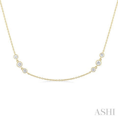 1 Ctw Three Stone Bezel Set Round Cut Diamond Station Necklace in 14K Yellow Gold 1 Ctw Three Stone Bezel Set Round Cut Diamond Station Necklace in 14K Yellow Gold