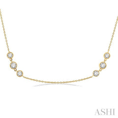 2 Ctw Three Stone Bezel Set Round Cut Diamond Station Necklace in 14K Yellow Gold 2 Ctw Three Stone Bezel Set Round Cut Diamond Station Necklace in 14K Yellow Gold