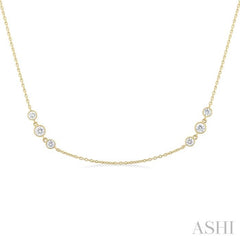 3/4 Ctw Three Stone Bezel Set Round Cut Diamond Station Necklace in 14K Yellow Gold 3/4 Ctw Three Stone Bezel Set Round Cut Diamond Station Necklace in 14K Yellow Gold