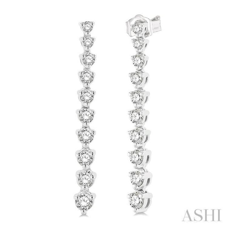 1/2 ctw Round Cut Diamond Riviera Drop Earring in 14K White Gold 1/2 ctw Round Cut Diamond Riviera Drop Earring in 14K White Gold