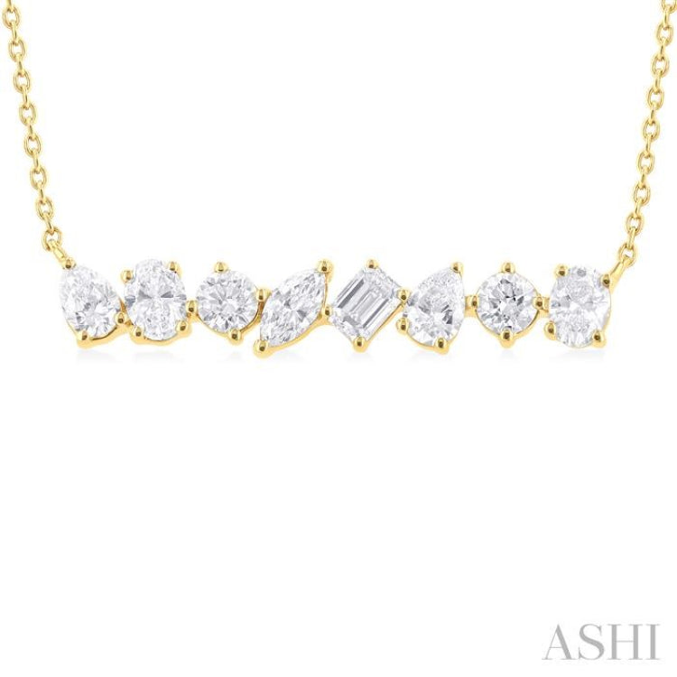 1 1/10 Ctw Scatter Multi Cut Diamond Fashion Necklace in 14K Yellow Gold 1 1/10 Ctw Scatter Multi Cut Diamond Fashion Necklace in 14K Yellow Gold