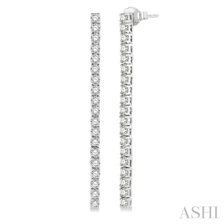 2 ctw Single Line Drop Round Cut Diamond Tennis Earring in 14K White Gold 2 ctw Single Line Drop Round Cut Diamond Tennis Earring in 14K White Gold