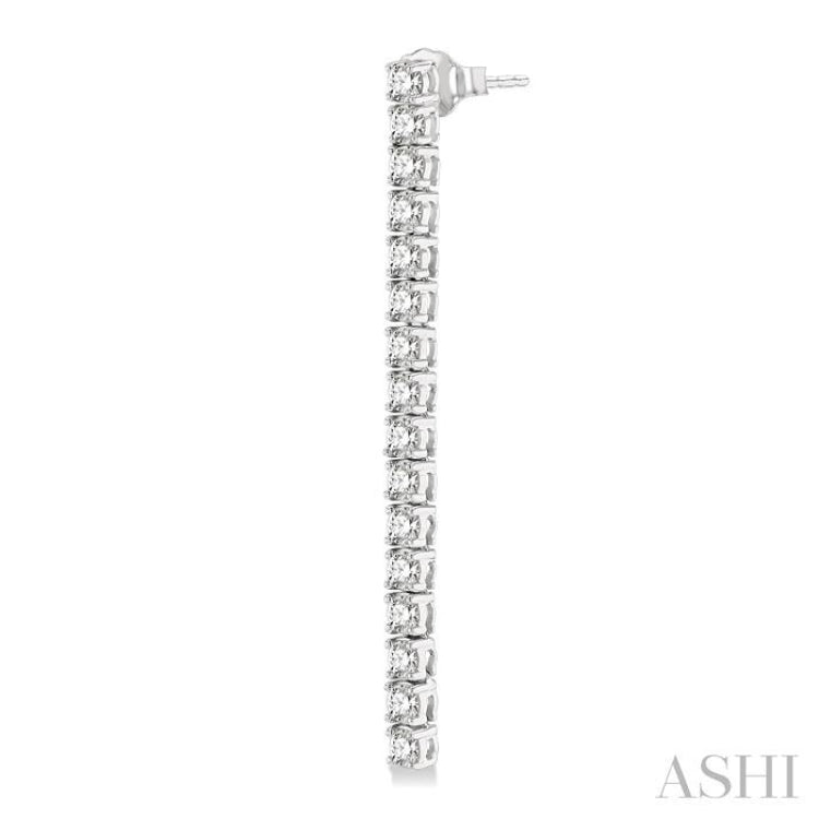 3 ctw Single Line Drop Round Cut Diamond Tennis Earring in 14K White Gold 3 ctw Single Line Drop Round Cut Diamond Tennis Earring in 14K White Gold