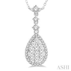 1 Ctw Pear Shape Round Cut Diamond Lovebright Necklace in 14K White Gold 1 Ctw Pear Shape Round Cut Diamond Lovebright Necklace in 14K White Gold