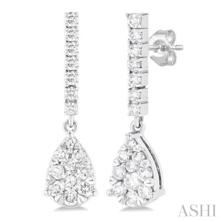 5/8 ctw Pear Drop Round Cut Diamond Earring in 14K White Gold 5/8 ctw Pear Drop Round Cut Diamond Earring in 14K White Gold